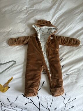 Simple Joys by Carters Brown Plush Hooded Footed One-Piece
